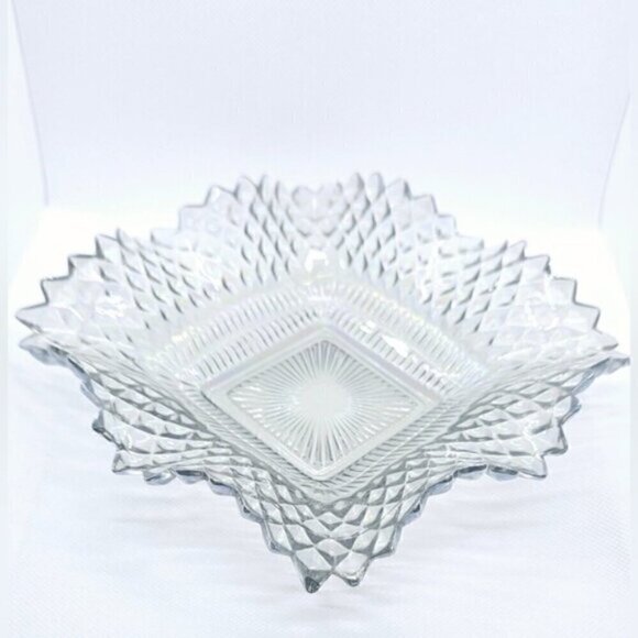 Vintage Indiana Carnival Glass Diamond Point Ruffled Candy Dish - Picture 1 of 9